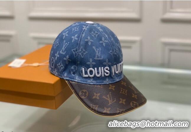 Discount Louis Vuitton Monogram Denim Signature Baseball Hat LV2815 Light Blue/Brown 2021