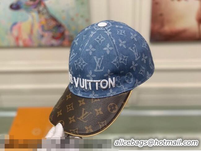 Discount Louis Vuitton Monogram Denim Signature Baseball Hat LV2815 Light Blue/Brown 2021