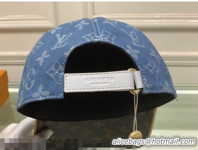 Discount Louis Vuitton Monogram Denim Signature Baseball Hat LV2815 Light Blue/Brown 2021