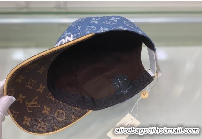 Discount Louis Vuitton Monogram Denim Signature Baseball Hat LV2815 Light Blue/Brown 2021