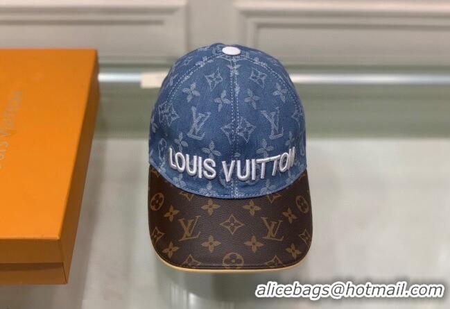 Discount Louis Vuitton Monogram Denim Signature Baseball Hat LV2815 Light Blue/Brown 2021