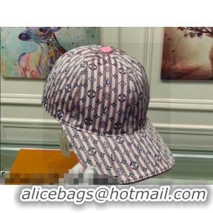 Reasonable Price Louis Vuitton Monogram Striped Canvas Baseball Hat LV2819 Pink/Blue 2021