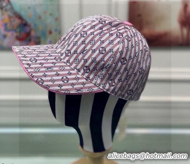 Reasonable Price Louis Vuitton Monogram Striped Canvas Baseball Hat LV2819 Pink/Blue 2021