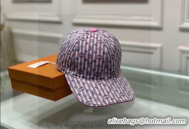 Reasonable Price Louis Vuitton Monogram Striped Canvas Baseball Hat LV2819 Pink/Blue 2021