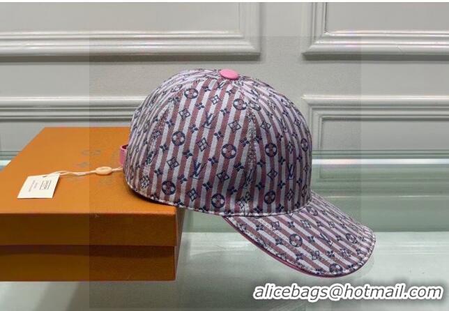 Reasonable Price Louis Vuitton Monogram Striped Canvas Baseball Hat LV2819 Pink/Blue 2021