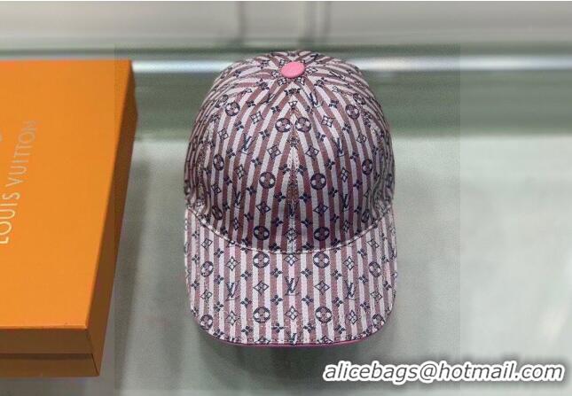 Reasonable Price Louis Vuitton Monogram Striped Canvas Baseball Hat LV2819 Pink/Blue 2021