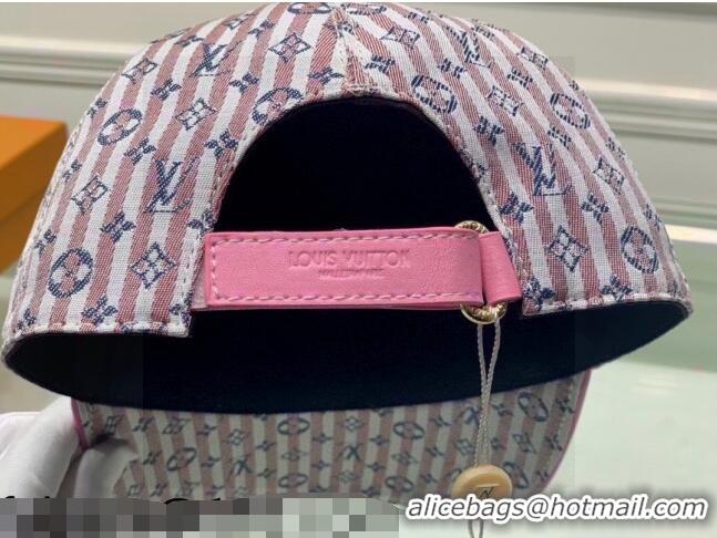 Reasonable Price Louis Vuitton Monogram Striped Canvas Baseball Hat LV2819 Pink/Blue 2021