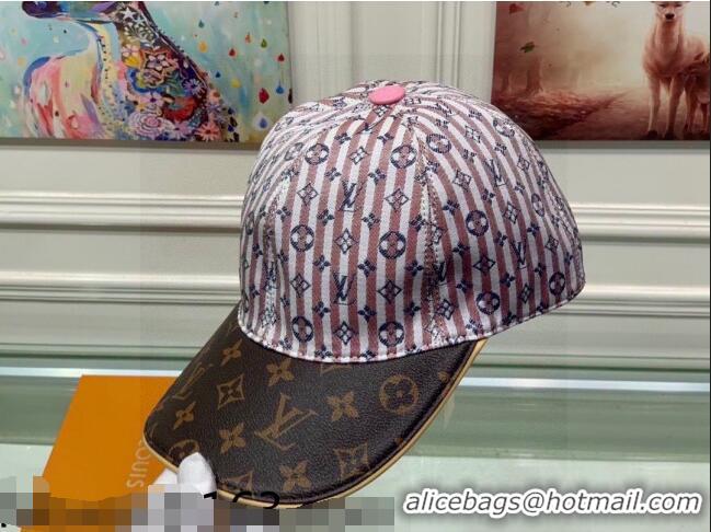 Grade Quality Louis Vuitton Monogram Striped Canvas Baseball Hat LV2819 Pink/Brown 2021