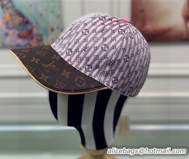 Grade Quality Louis Vuitton Monogram Striped Canvas Baseball Hat LV2819 Pink/Brown 2021