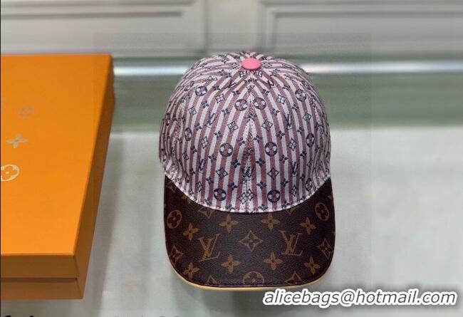 Grade Quality Louis Vuitton Monogram Striped Canvas Baseball Hat LV2819 Pink/Brown 2021