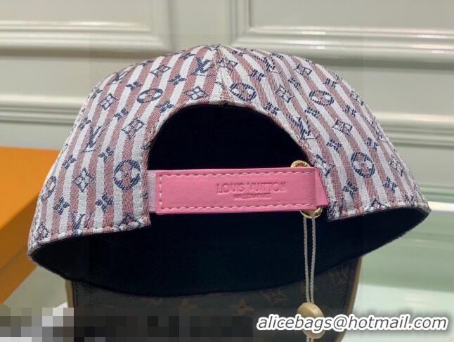 Grade Quality Louis Vuitton Monogram Striped Canvas Baseball Hat LV2819 Pink/Brown 2021