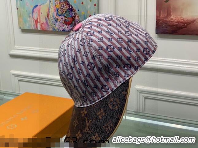 Grade Quality Louis Vuitton Monogram Striped Canvas Baseball Hat LV2819 Pink/Brown 2021