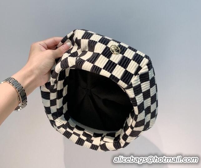 Cheapest Louis Vuitton Check Beret Hat LV2834 White/Black 2021