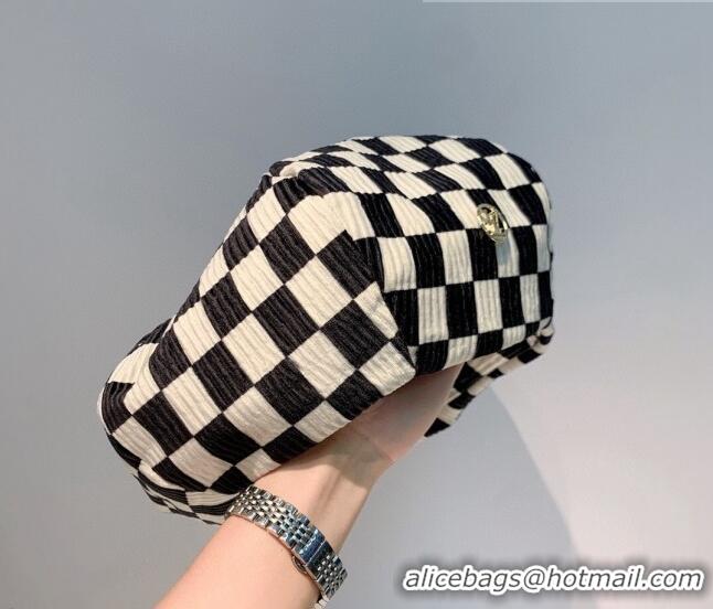 Cheapest Louis Vuitton Check Beret Hat LV2834 White/Black 2021