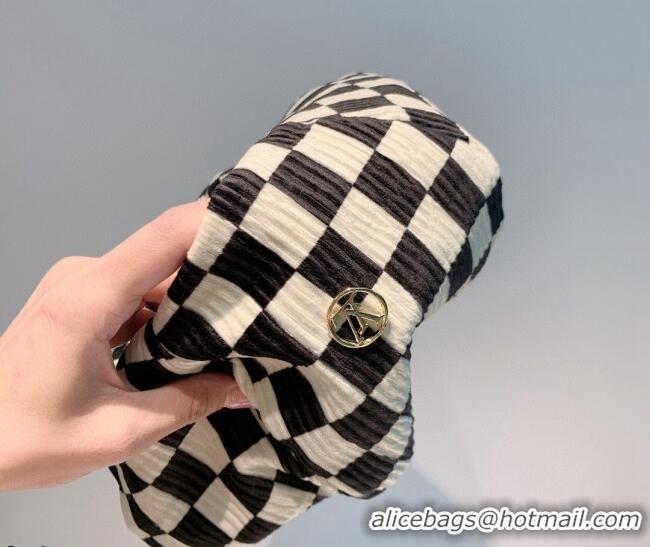 Cheapest Louis Vuitton Check Beret Hat LV2834 White/Black 2021