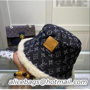 Good Product Louis Vuitton Monogram Denim and Shearling Bucket Hat LV2937 Black 2021