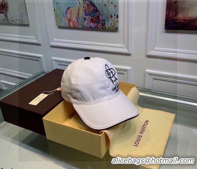 Louis Vuitton Vivienne Canvas Baseball Hat LV0440 White 2021