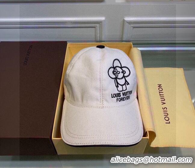 Louis Vuitton Vivienne Canvas Baseball Hat LV0440 White 2021