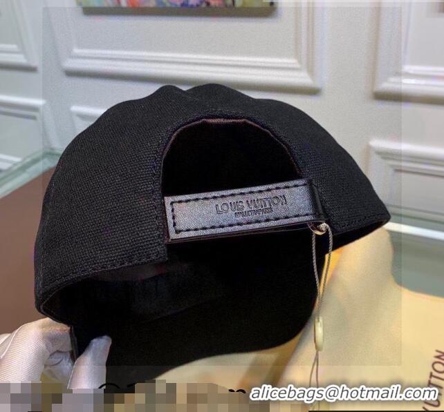 Well Crafted Louis Vuitton Vivienne Canvas Baseball Hat LV0440 Black 2021