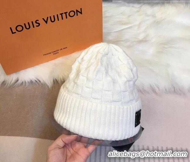 Cheap Price Louis Vuitton Patch Knit Hat 110520 White 2021