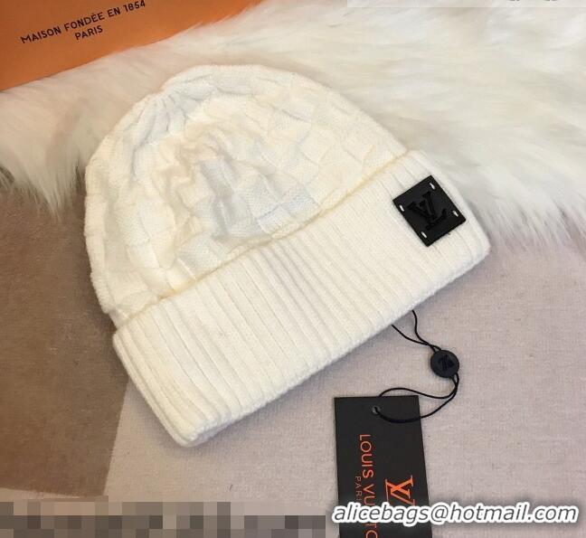 Cheap Price Louis Vuitton Patch Knit Hat 110520 White 2021