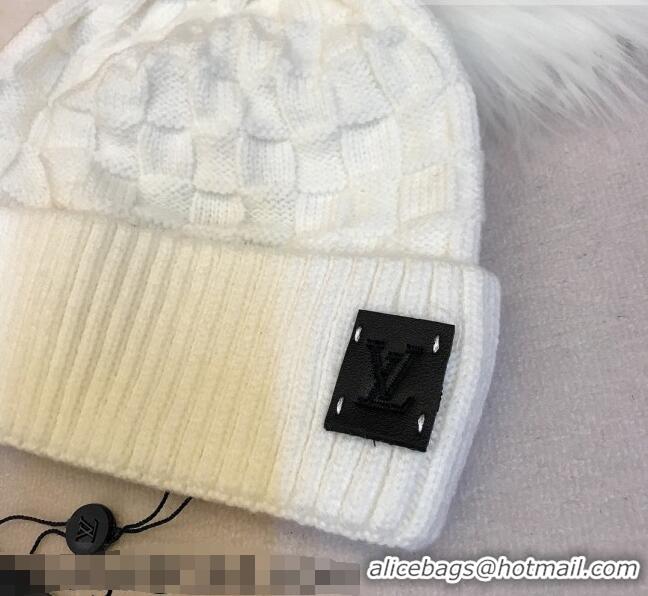 Cheap Price Louis Vuitton Patch Knit Hat 110520 White 2021