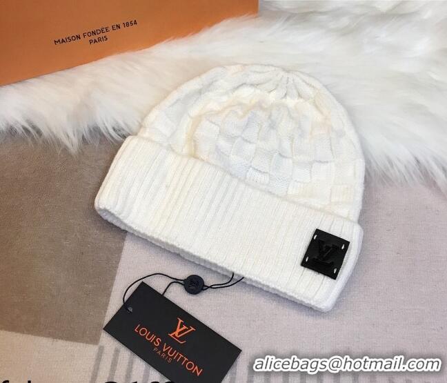 Cheap Price Louis Vuitton Patch Knit Hat 110520 White 2021