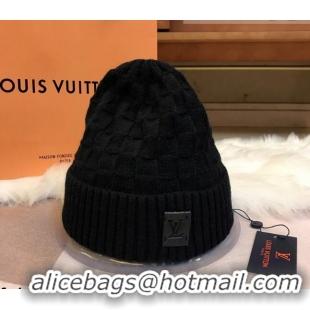 Free Shipping Louis Vuitton Patch Knit Hat 110520 Black 2021