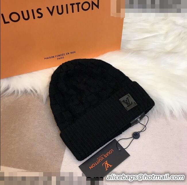 Free Shipping Louis Vuitton Patch Knit Hat 110520 Black 2021