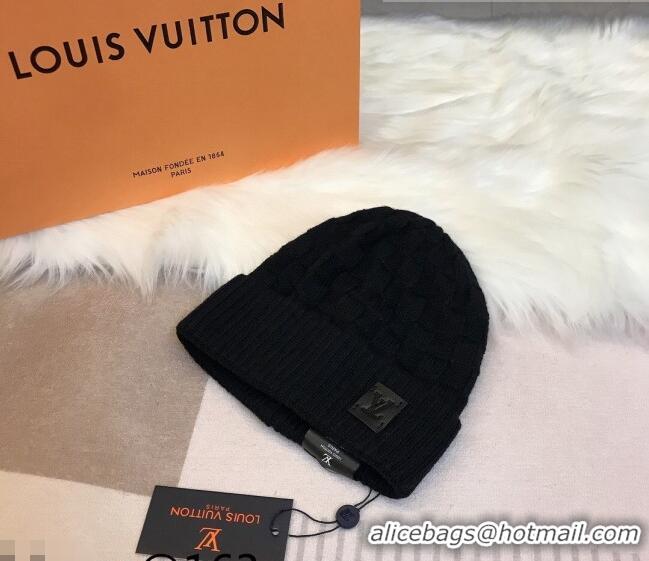 Free Shipping Louis Vuitton Patch Knit Hat 110520 Black 2021