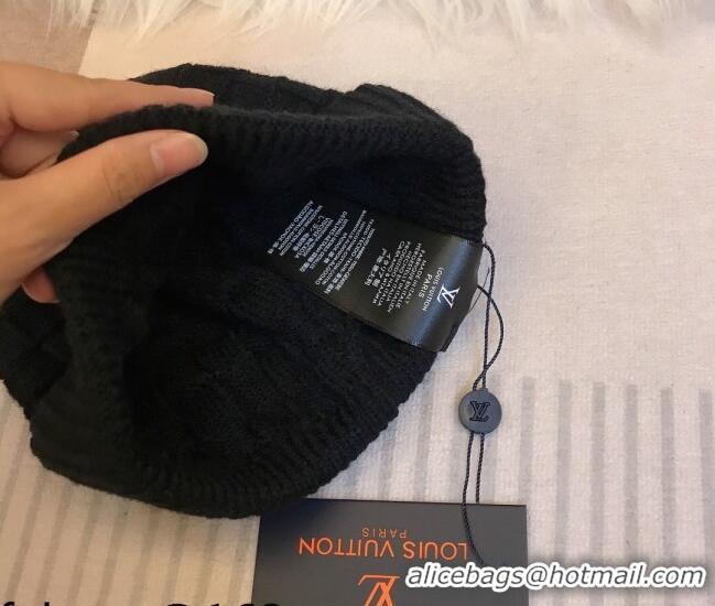 Free Shipping Louis Vuitton Patch Knit Hat 110520 Black 2021