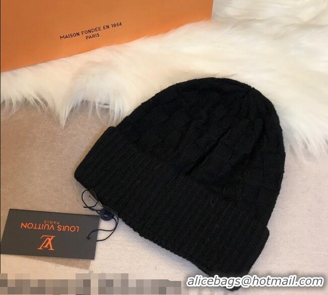 Free Shipping Louis Vuitton Patch Knit Hat 110520 Black 2021