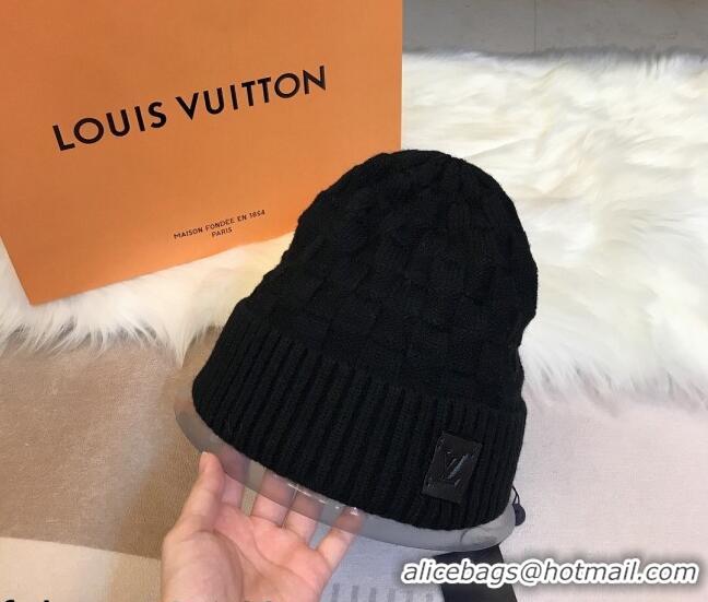 Free Shipping Louis Vuitton Patch Knit Hat 110520 Black 2021