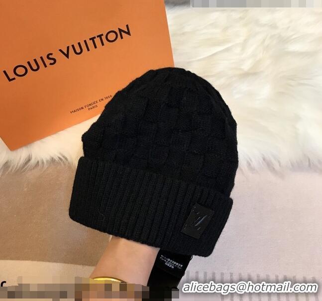 Free Shipping Louis Vuitton Patch Knit Hat 110520 Black 2021