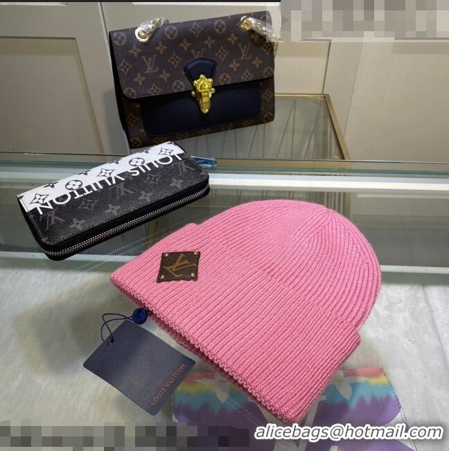 Traditional Specials Louis Vuitton Wool Patch Knit Hat 110593 Pink 2021