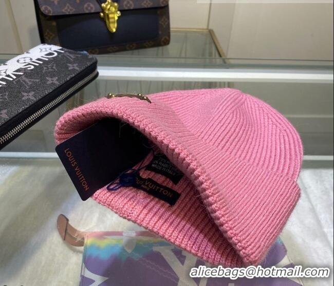 Traditional Specials Louis Vuitton Wool Patch Knit Hat 110593 Pink 2021