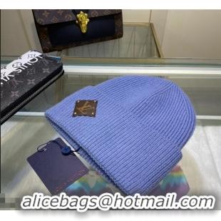 Top Quality Louis Vuitton Wool Patch Knit Hat 110597 Blue 2021