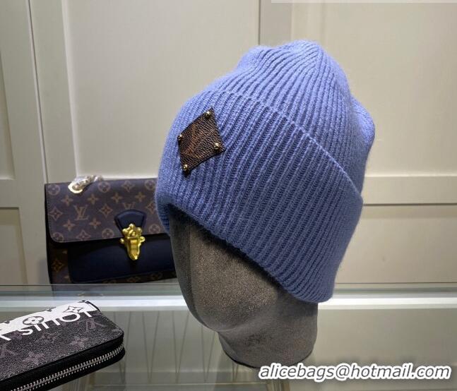 Top Quality Louis Vuitton Wool Patch Knit Hat 110597 Blue 2021