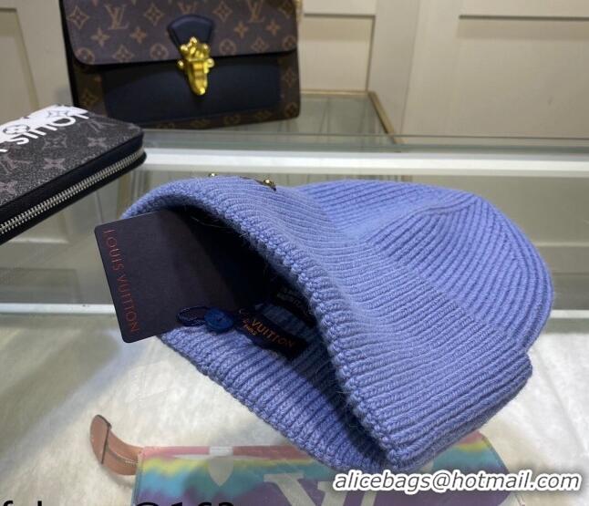 Top Quality Louis Vuitton Wool Patch Knit Hat 110597 Blue 2021