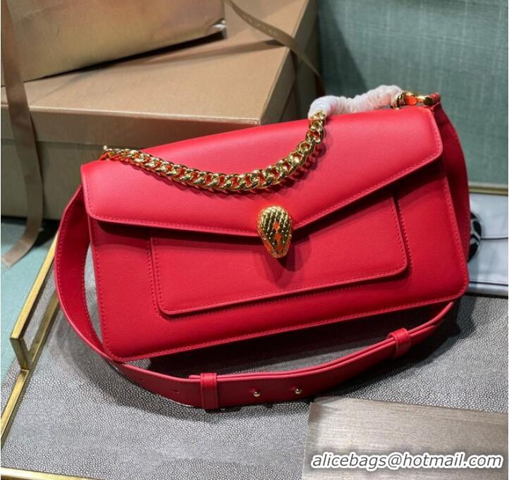 AAAAA Discount Bvlgari Serpenti Forever leather small crossbody bag 292833 red