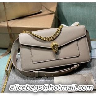 Buy Fashionable Bvlgari Serpenti Forever leather small crossbody bag 292833 gray