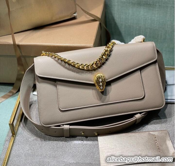 Buy Fashionable Bvlgari Serpenti Forever leather small crossbody bag 292833 gray