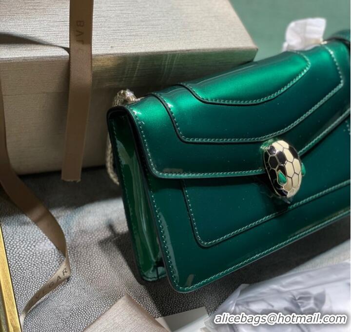 Hot Style BVLGARI Serpenti Forever metallic-leather shoulder bag 292104 green