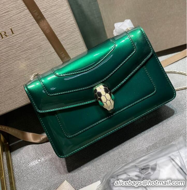 Hot Style BVLGARI Serpenti Forever metallic-leather shoulder bag 292104 green