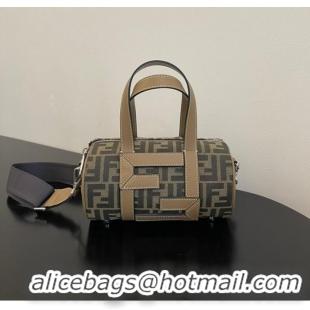 Sumptuous Fendi Small Boston bag in dove gray tapestry fabric 8BS5567A