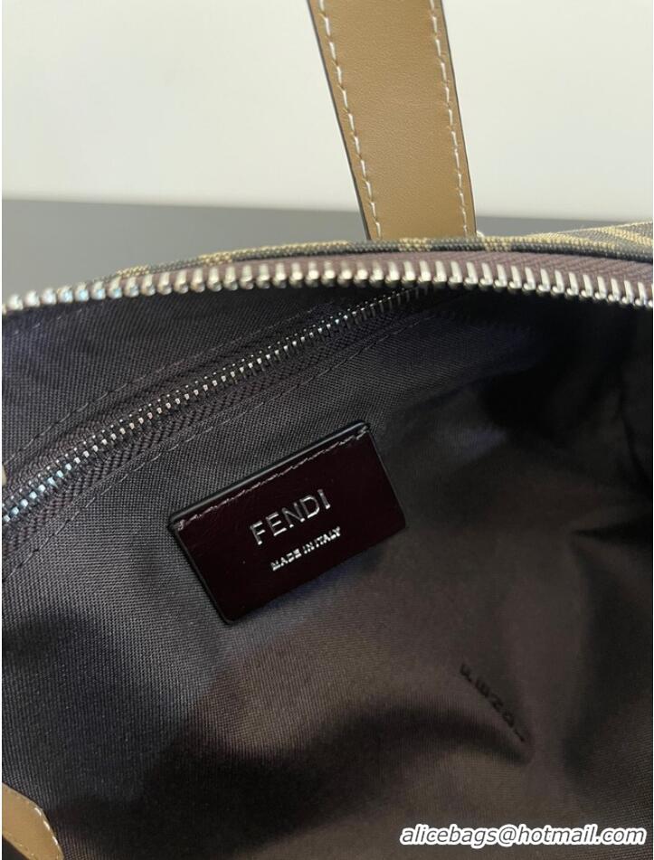 Sumptuous Fendi Small Boston bag in dove gray tapestry fabric 8BS5567A