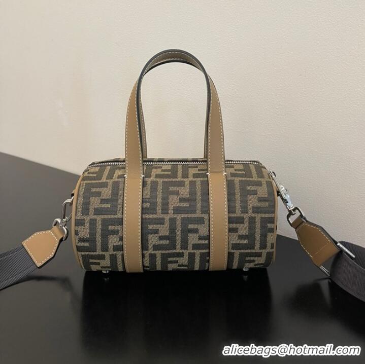 Sumptuous Fendi Small Boston bag in dove gray tapestry fabric 8BS5567A