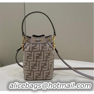 Sumptuous Fendi Mon Tresor Dove gray tapestry fabric mini-bag 8BS010A