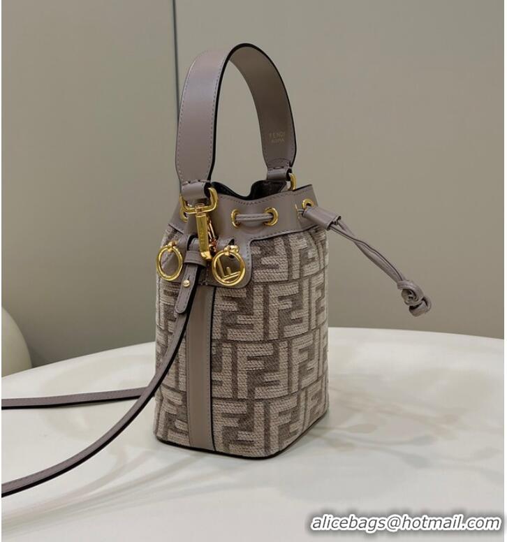 Sumptuous Fendi Mon Tresor Dove gray tapestry fabric mini-bag 8BS010A