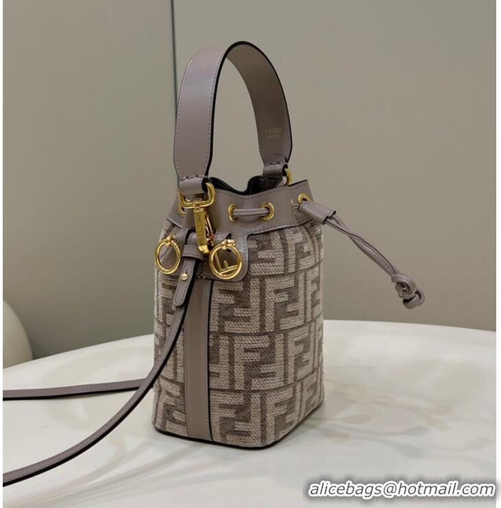 Sumptuous Fendi Mon Tresor Dove gray tapestry fabric mini-bag 8BS010A